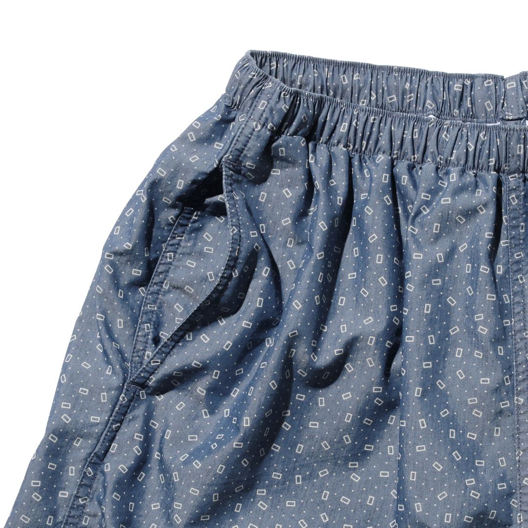 Beams Plus MIL Athletic Shorts NYCO Indigo Chambray Discharge Print | thegoodlife. UAE