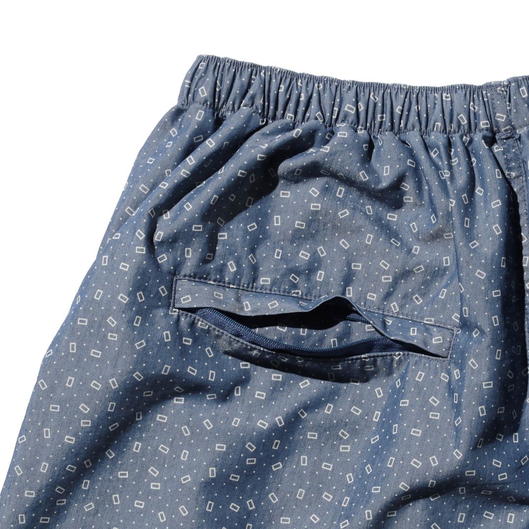 Beams Plus MIL Athletic Shorts NYCO Indigo Chambray Discharge Print | thegoodlife. UAE