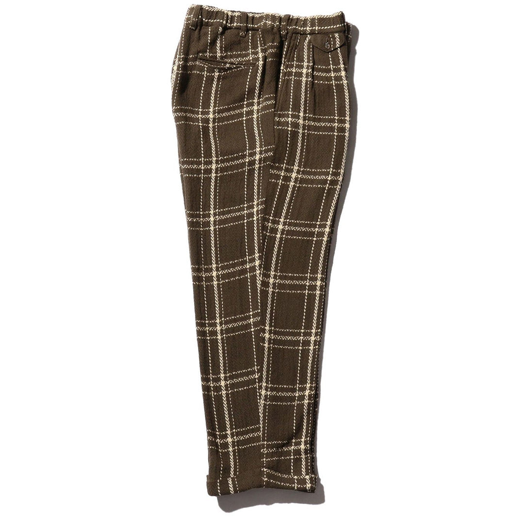 2 Pleats Relax Trousers Loose Weave Plaid