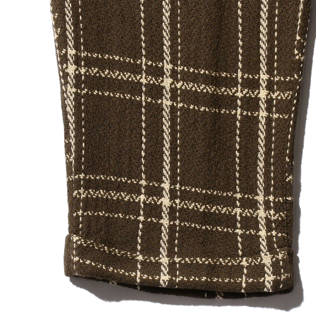 2 Pleats Relax Trousers Loose Weave Plaid