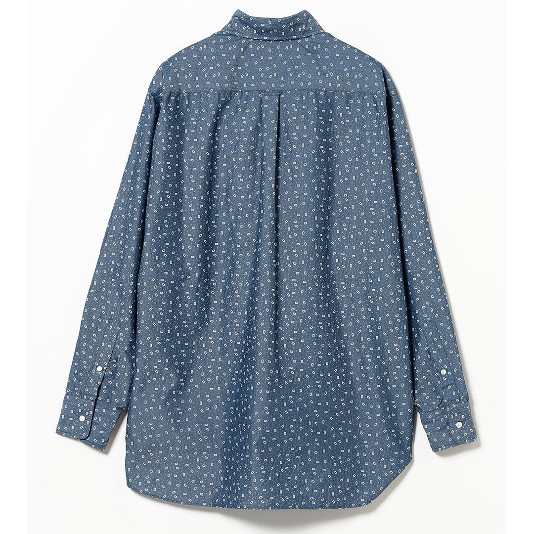 Beams Plus B.D. Classic-fit NYCO Indigo Chambray Discharge Print Shirt | thegoodlife. UAE