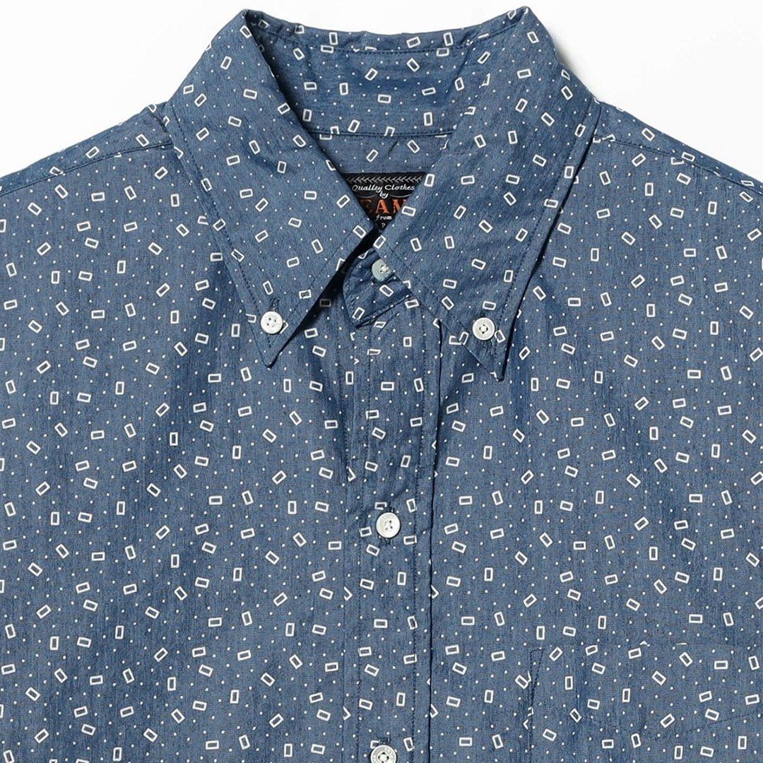 Beams Plus B.D. Classic-fit NYCO Indigo Chambray Discharge Print Shirt | thegoodlife. UAE