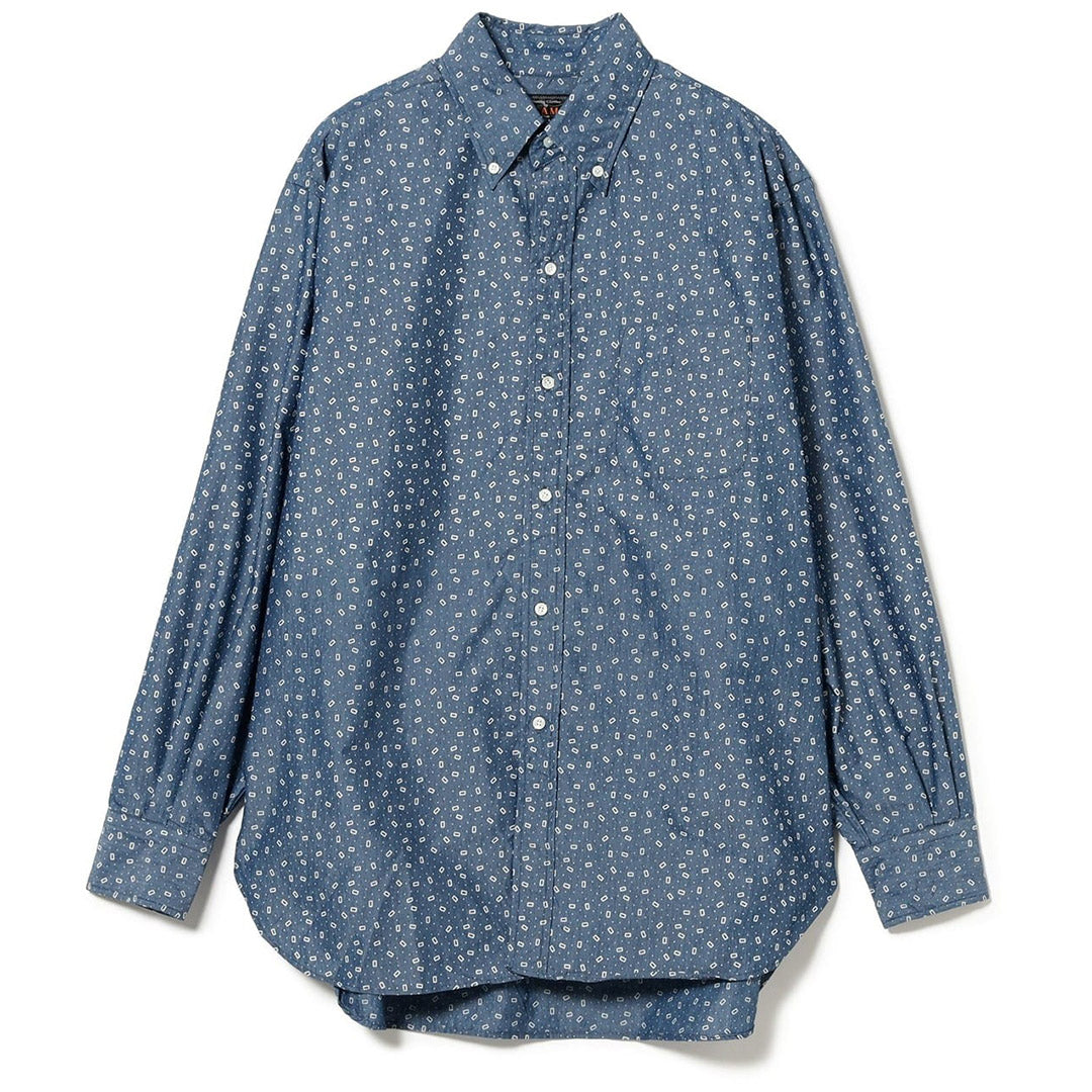 Beams Plus B.D. Classic-fit NYCO Indigo Chambray Discharge Print Shirt | thegoodlife. UAE