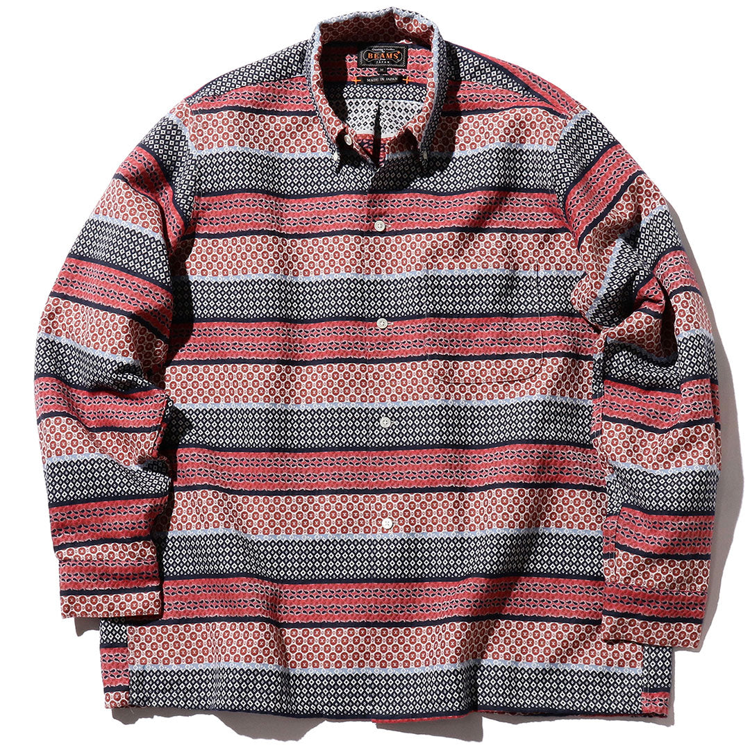 Beams Plus - Open B.D. Fine Pattern Jacquard Stripe - Shirt - thegoodlife.