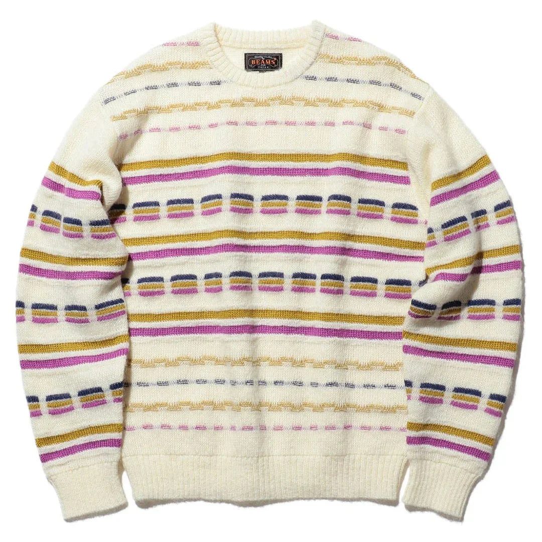 Beams Plus Crew Jacquard Stripe | thegoodlife. UAE
