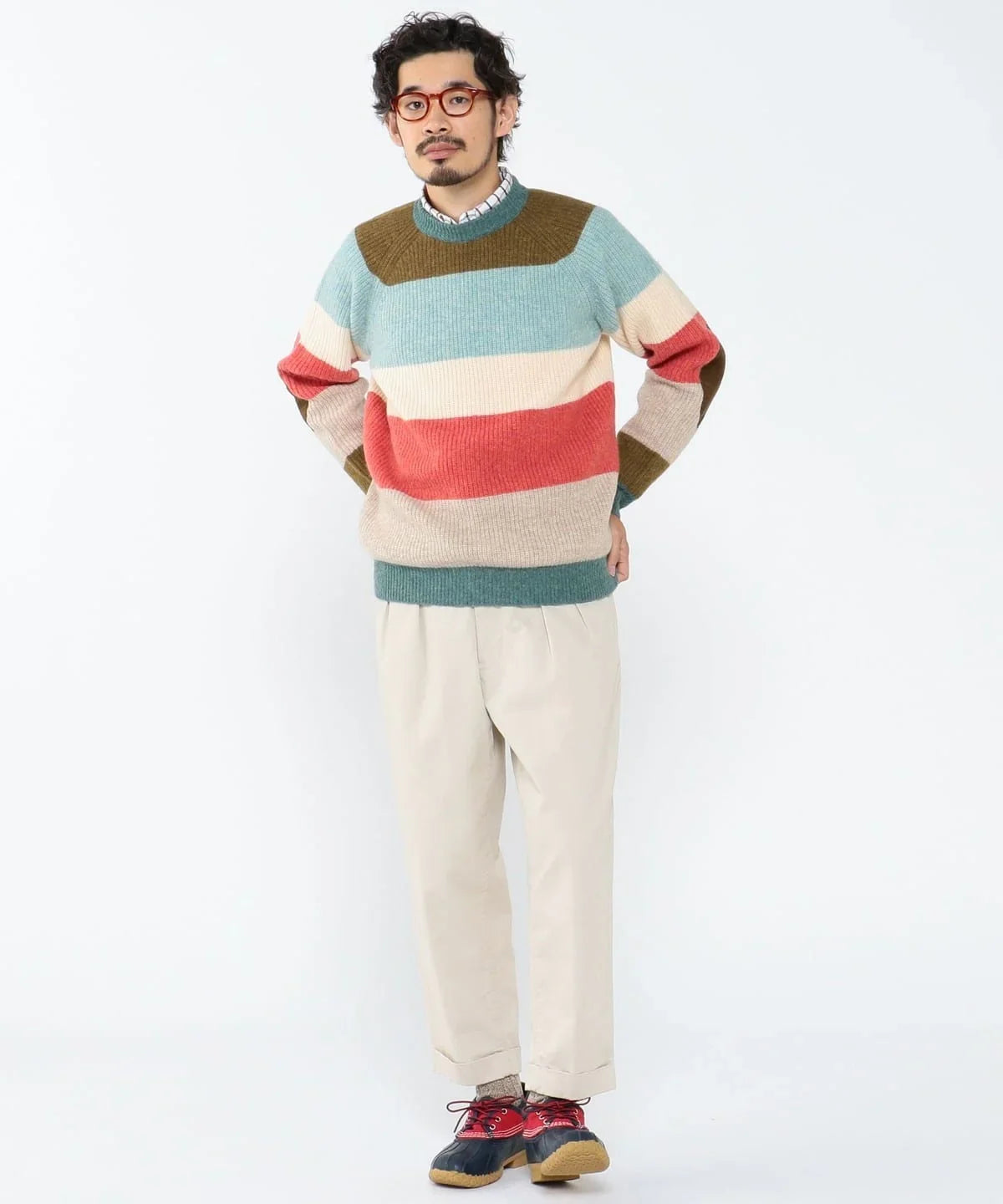Beams Plus Crew Multi Stripe 5G | thegoodlife. UAE