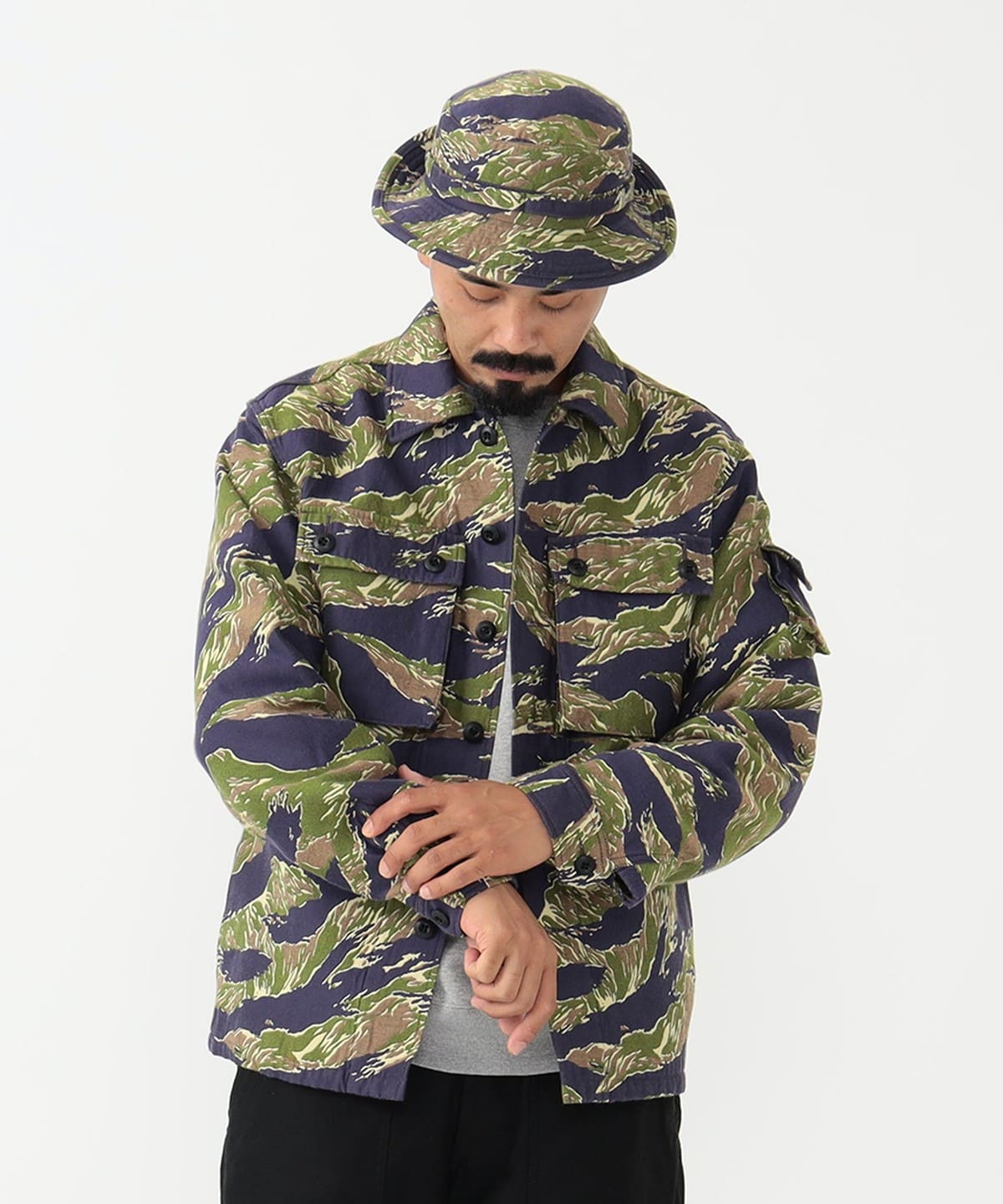 Beams Plus MIL SHT-JAC Tiger Stripe Jacquard | thegoodlife. UAE