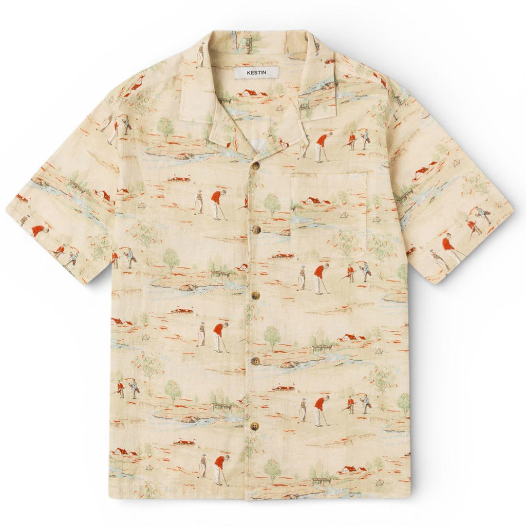 Crammond Shirt In Oatmeal Golf Print