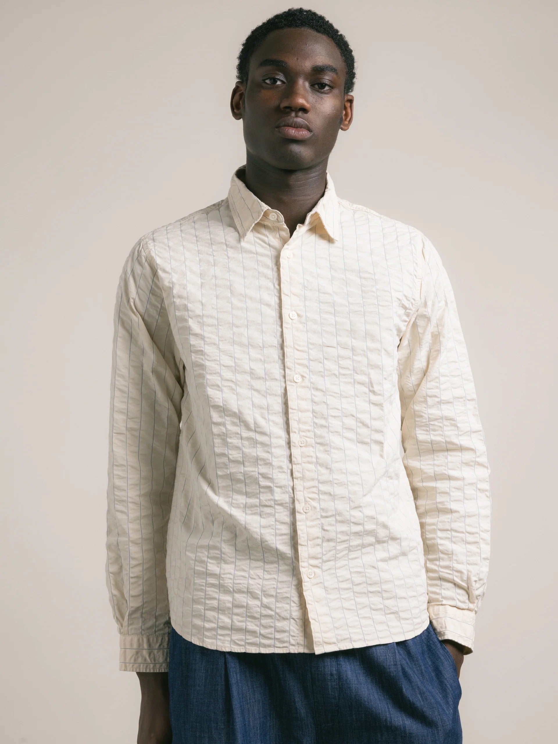 Kestin Dirleton Shirt In Ecru Seersucker Stripe | thegoodlife. UAE