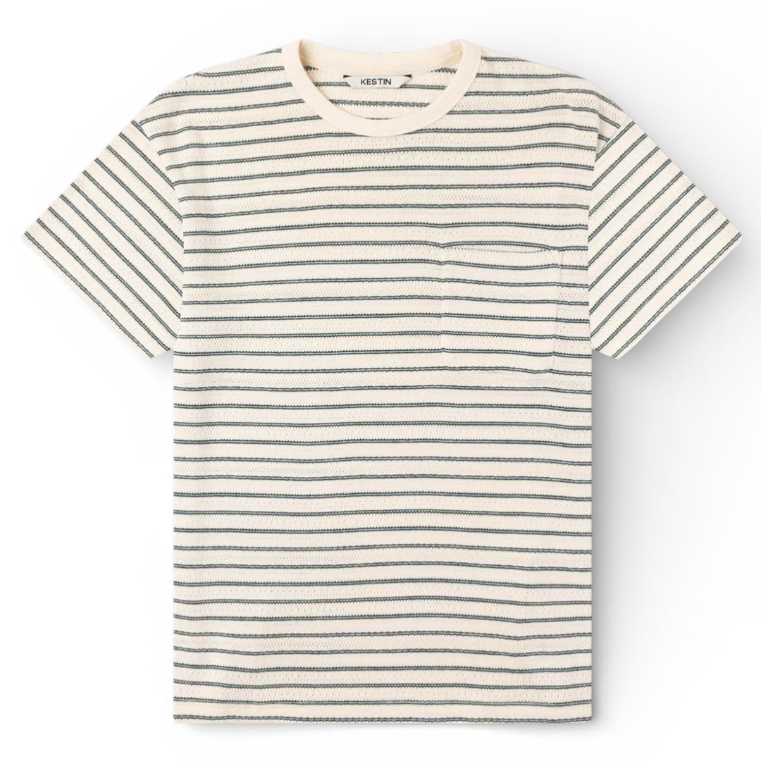 Fly T-Shirt In Ecru / Green Knitted Stripe