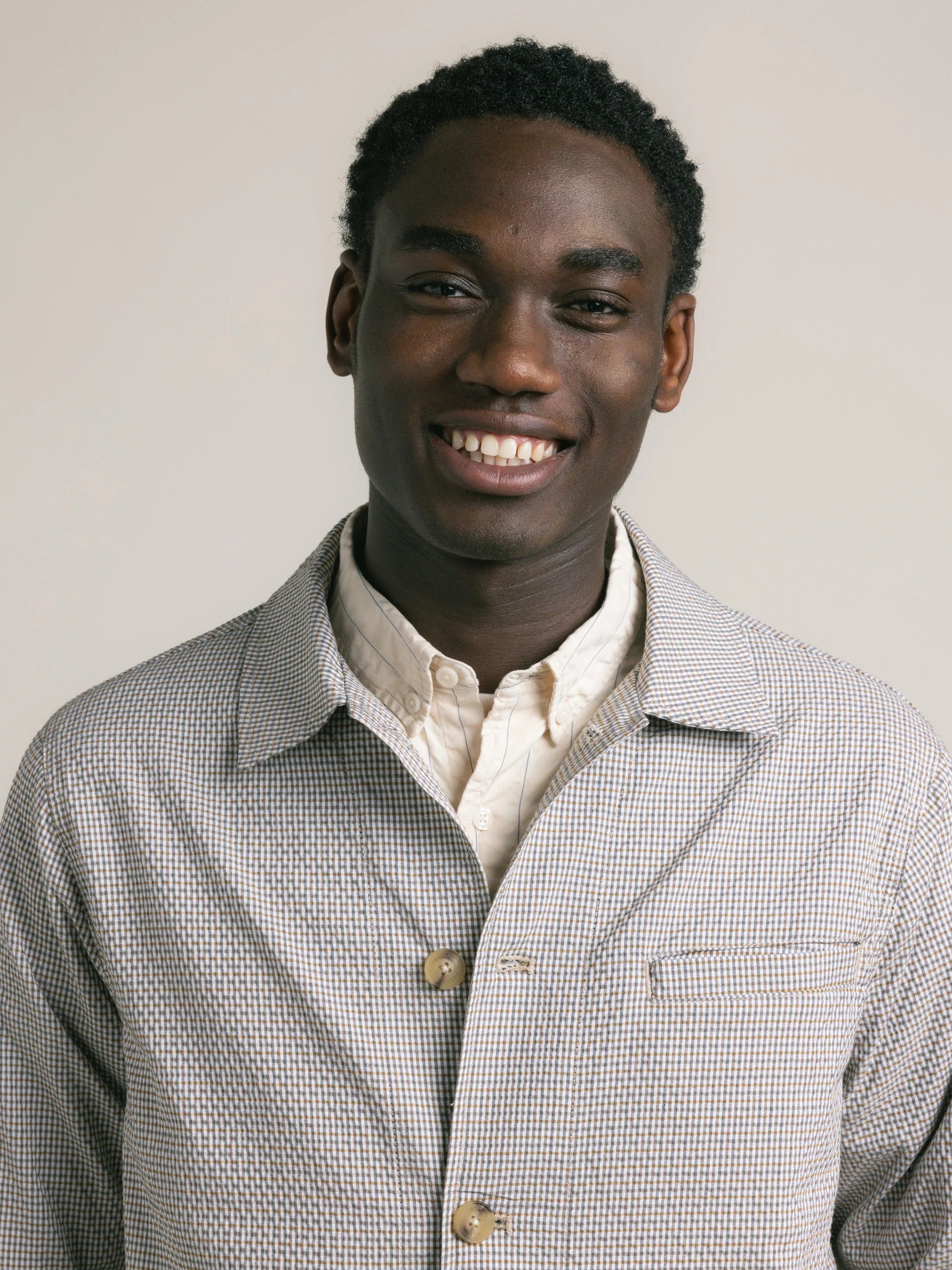 Kestin Huntly Jacket In Ecru / Brown Gingham Seersucker | thegoodlife. UAE