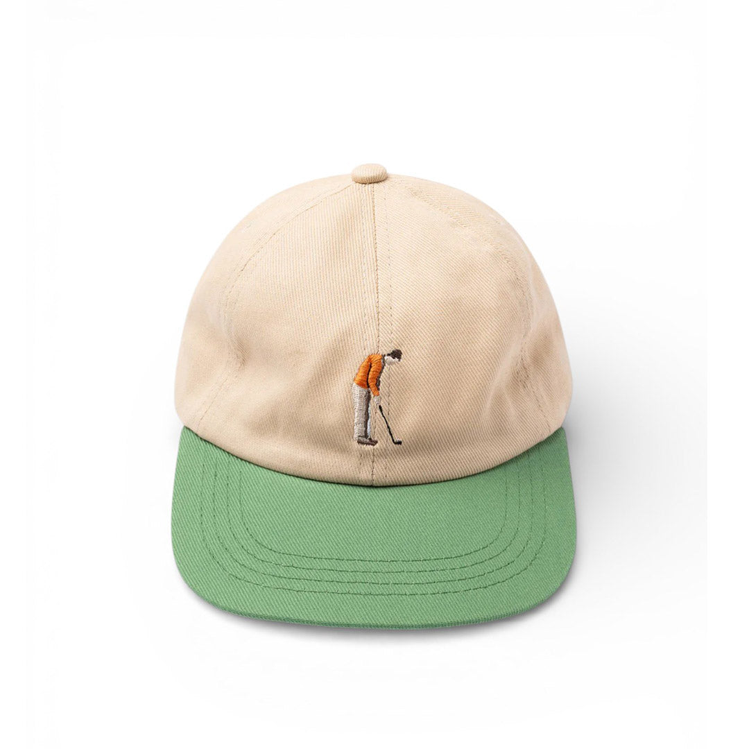 Leuchars Cap In Stone / Green Golf Embroidery