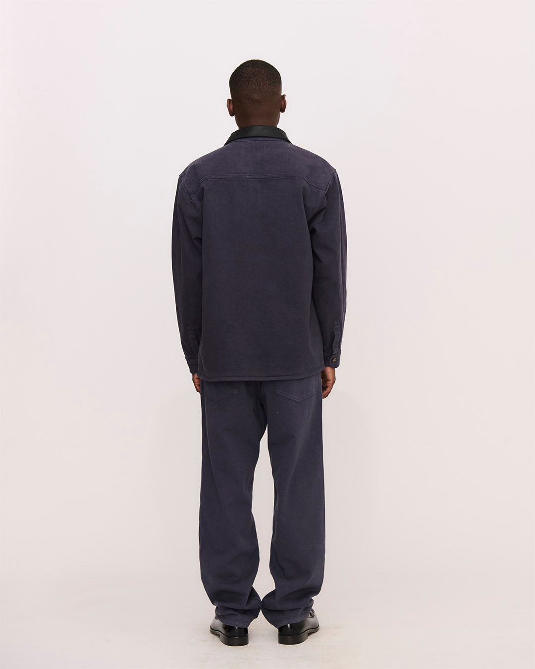 Twill Leather Collar Overshirt