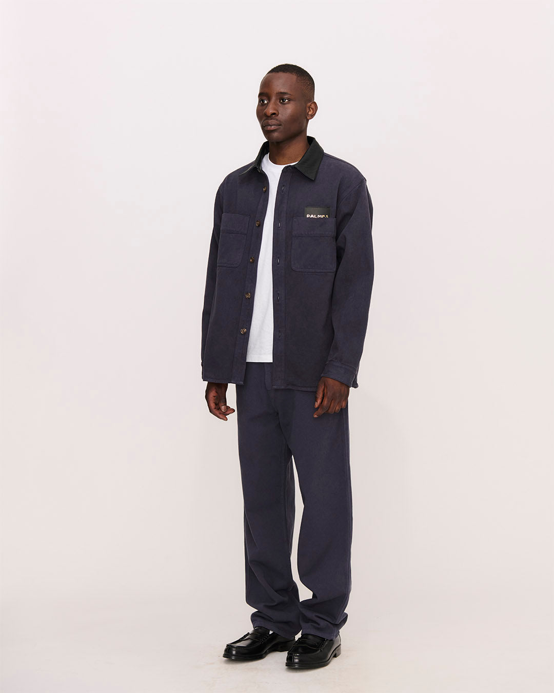 Twill Leather Collar Overshirt