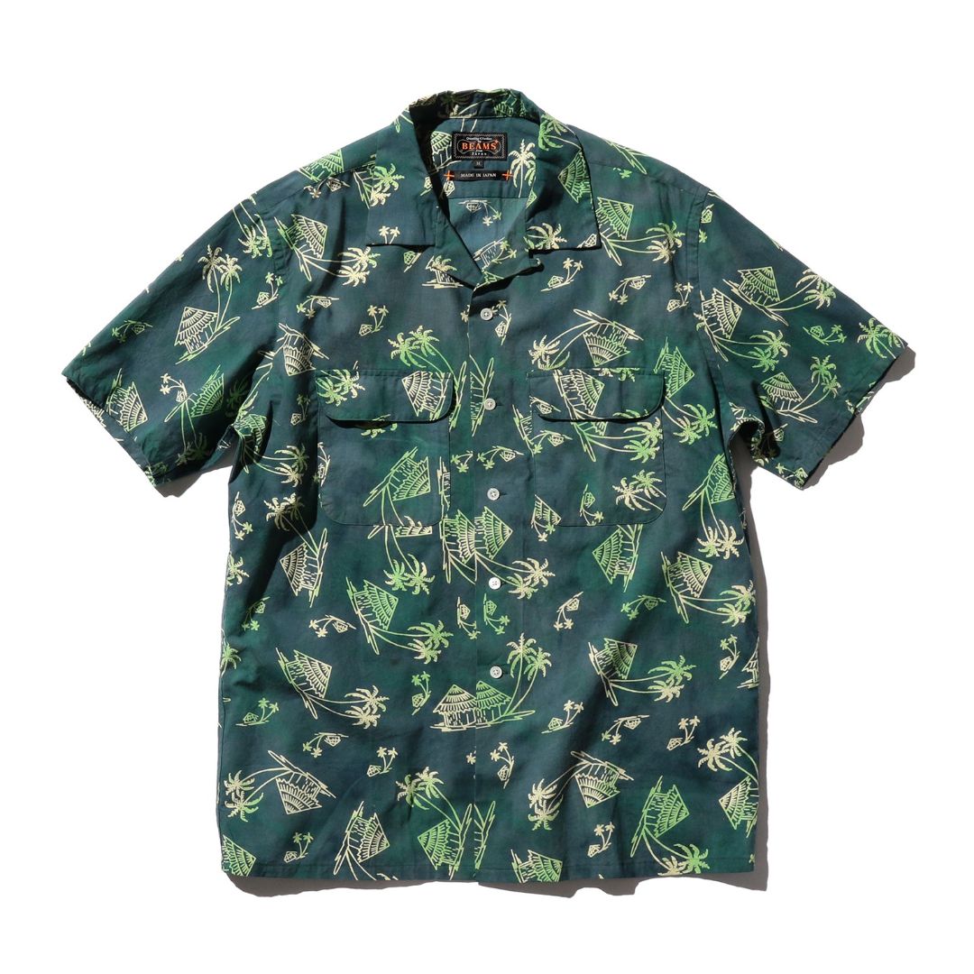 Open Collar Batik Print Shirt