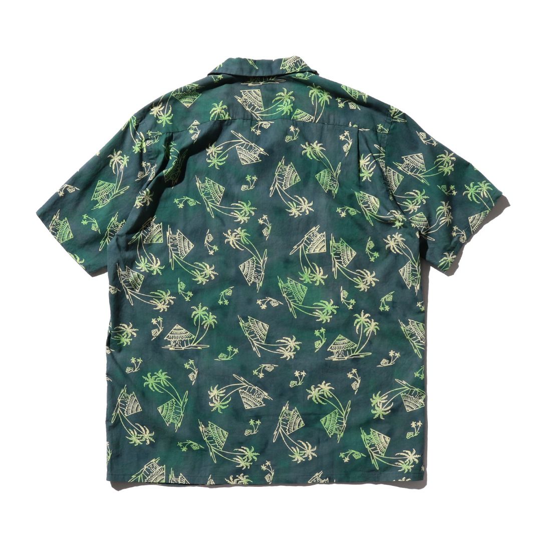 Open Collar Batik Print Shirt