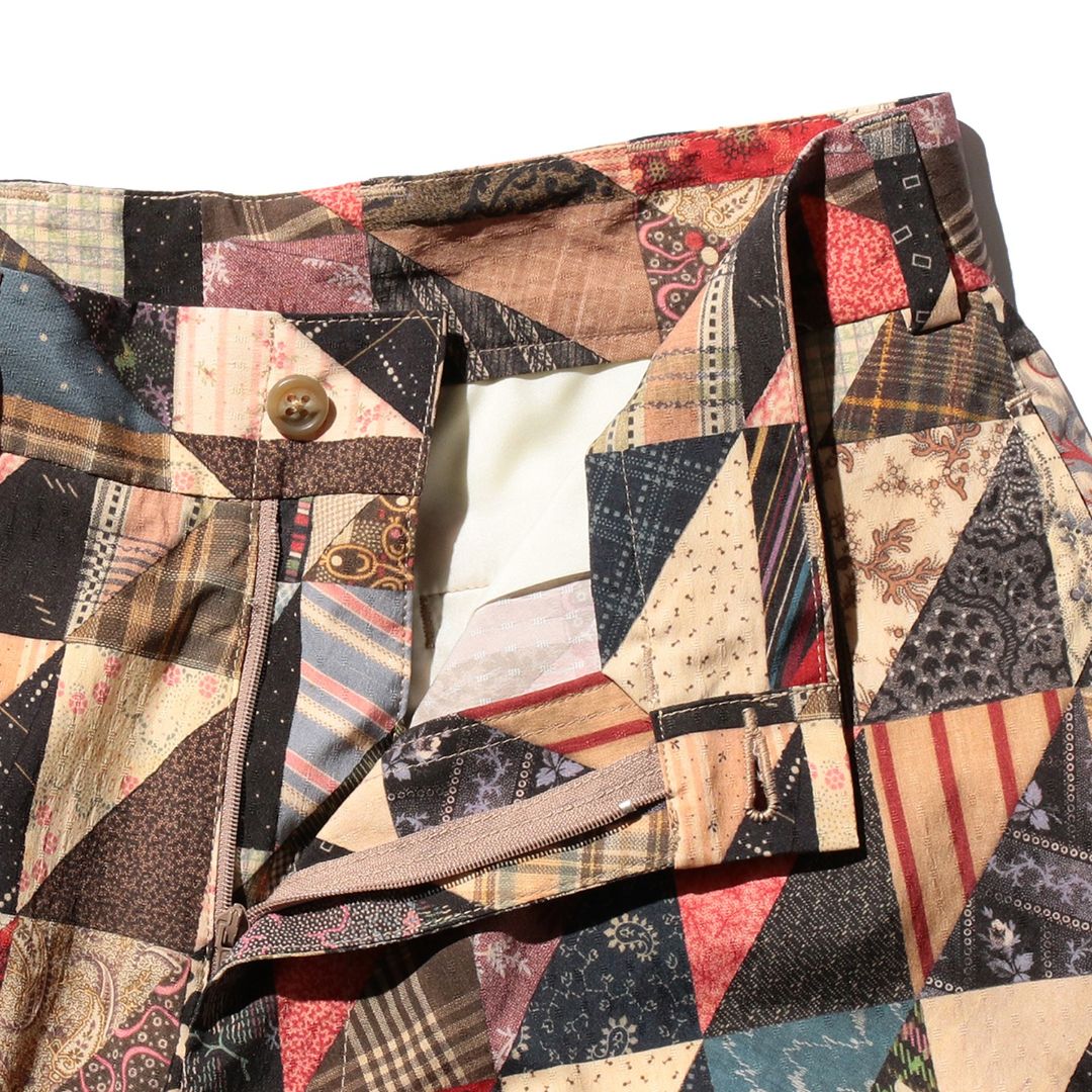 Plain Front Shorts Polyester Dobby Patchwork Print