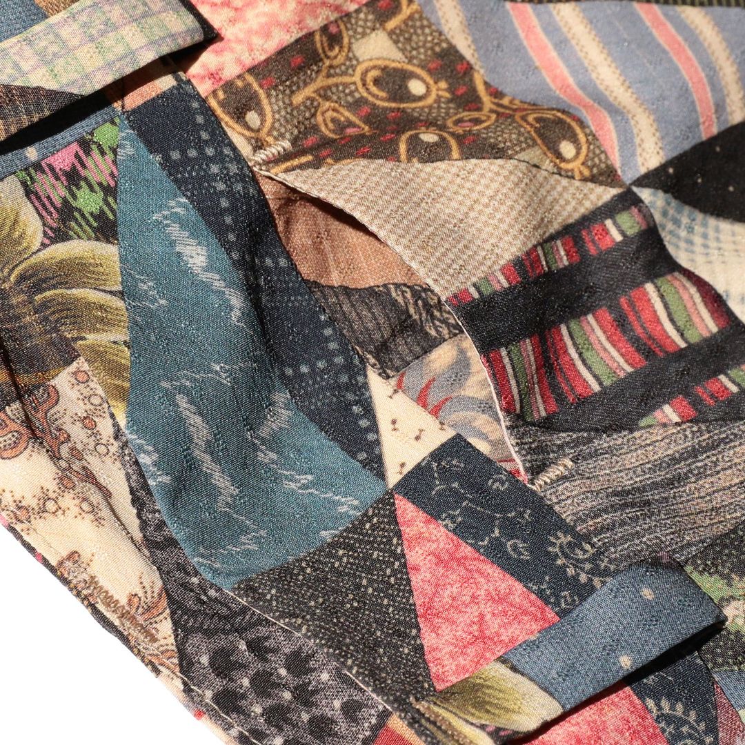 Plain Front Shorts Polyester Dobby Patchwork Print