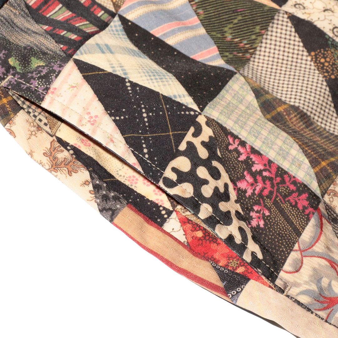 Plain Front Shorts Polyester Dobby Patchwork Print