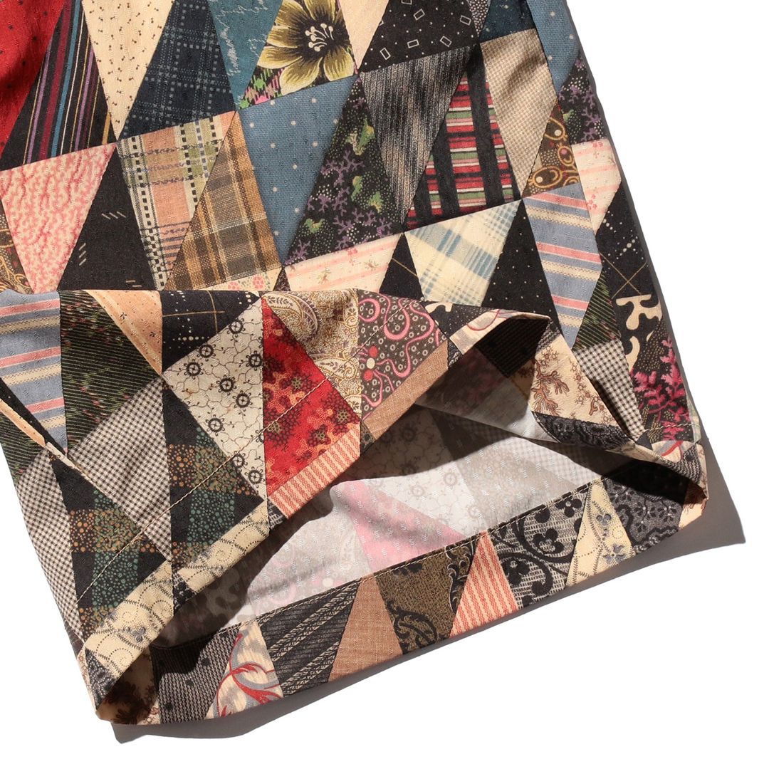 Plain Front Shorts Polyester Dobby Patchwork Print