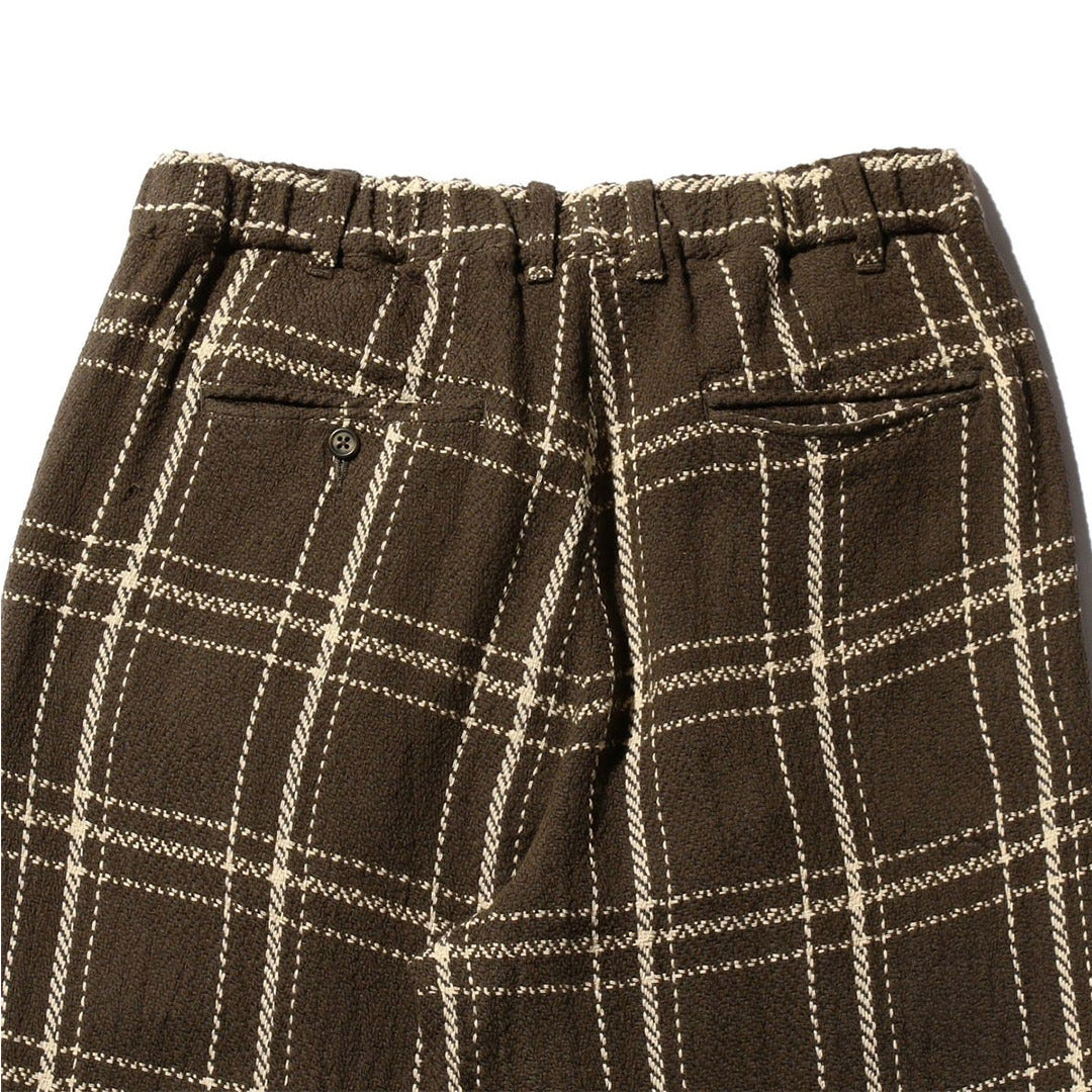 2 Pleats Relax Trousers Loose Weave Plaid