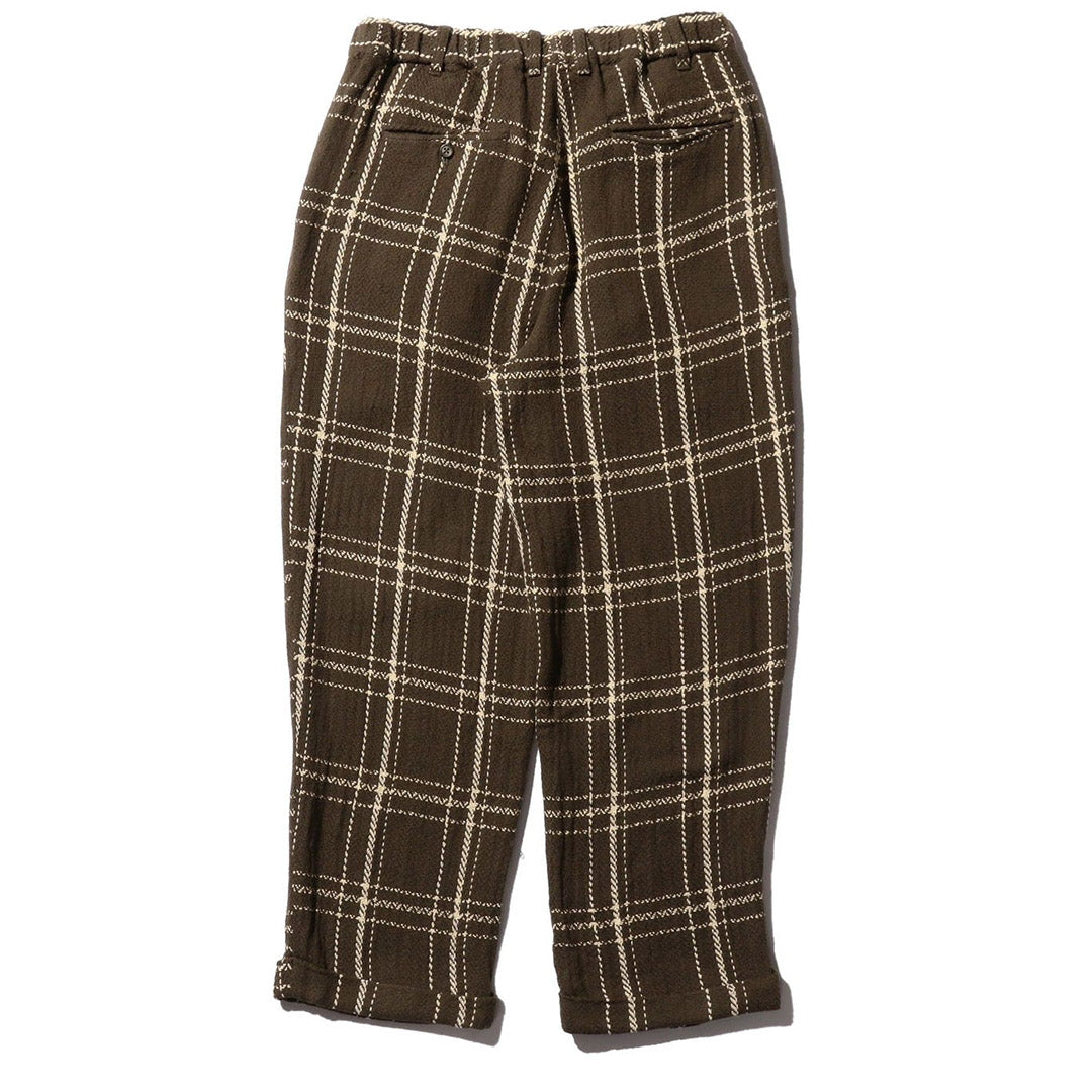 2 Pleats Relax Trousers Loose Weave Plaid