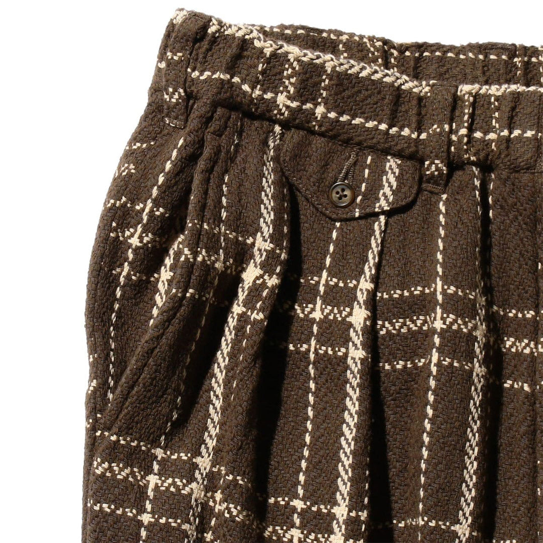 2 Pleats Relax Trousers Loose Weave Plaid