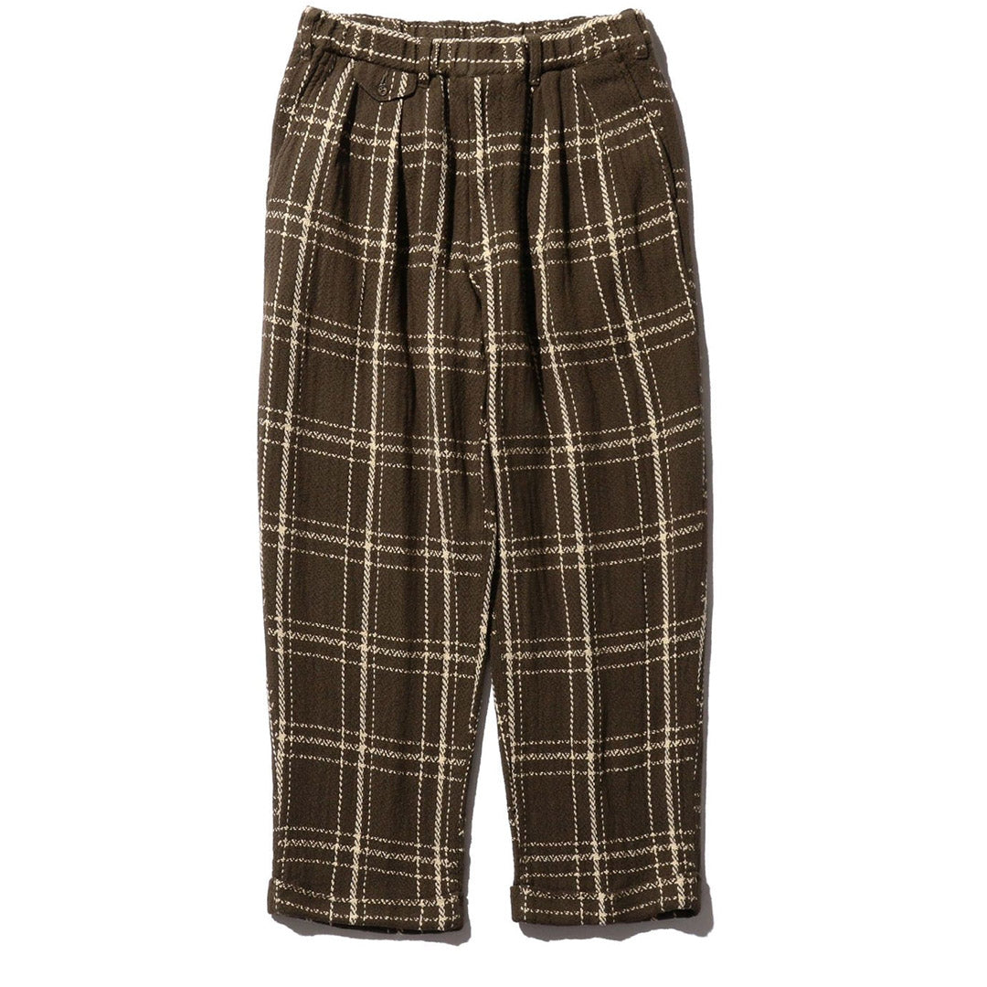 2 Pleats Relax Trousers Loose Weave Plaid