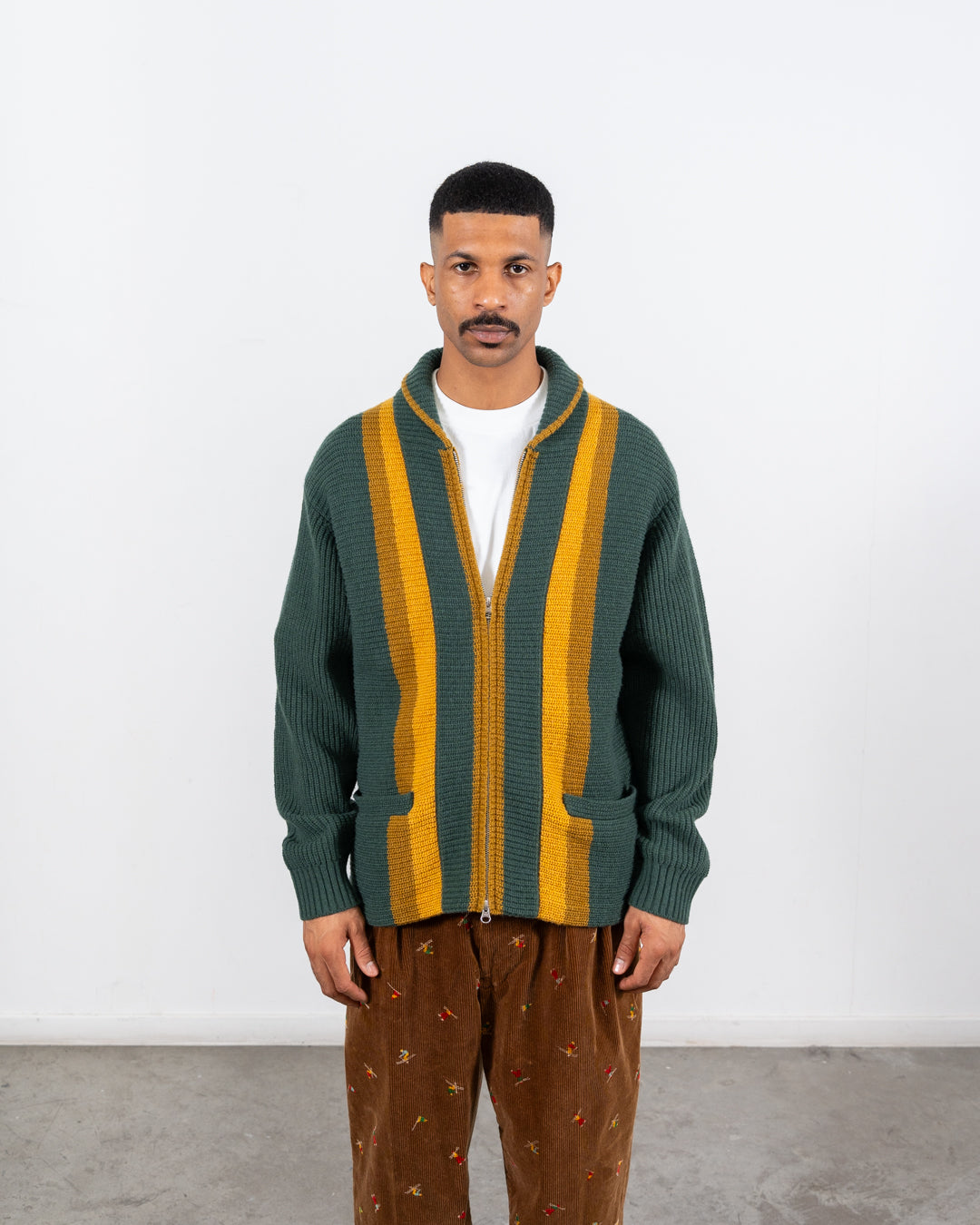 Beams Plus - Full Zip Shawl Collar Knit - Sweater - thegoodlife.