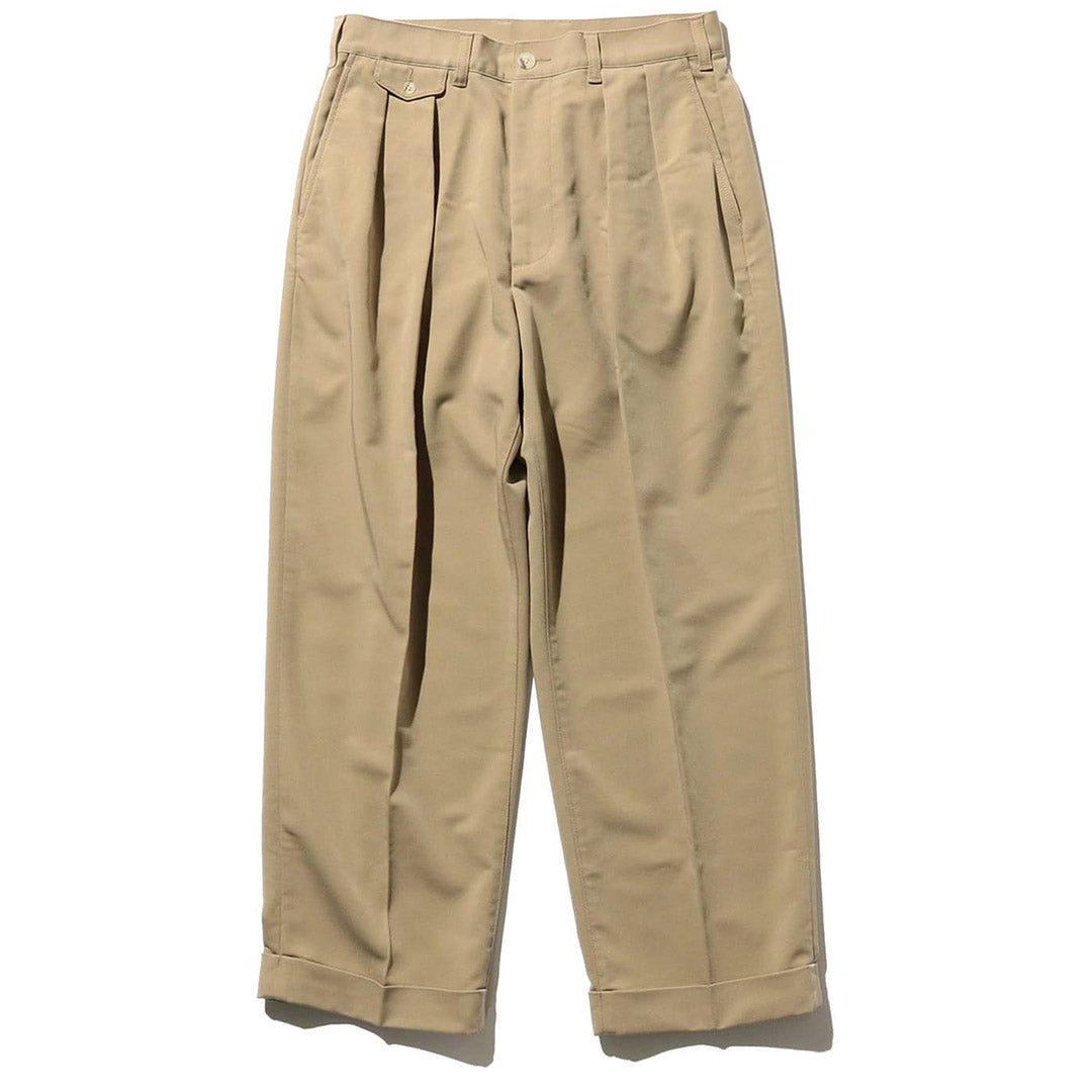 Beams Plus 2 Pleats Trousers PE Twill in Sand for Men | thegoodlife.