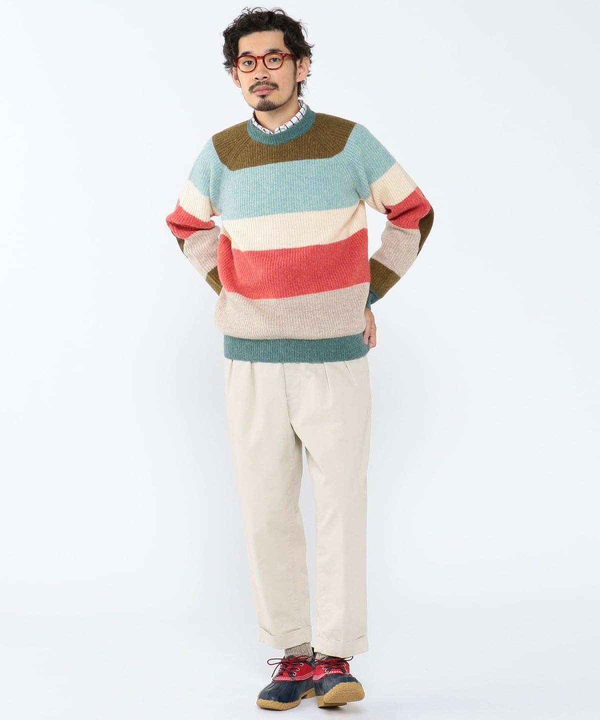 Beams Plus Crew Multi Stripe 5G | thegoodlife. UAE