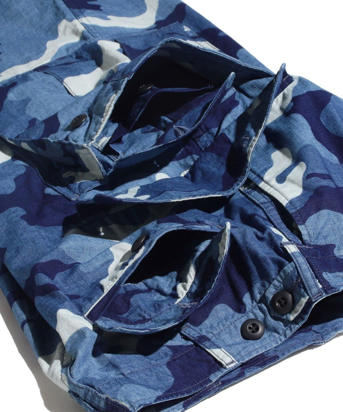 Beams Plus MIL 6 Pocket Indigo Ripstop Discharge Camo Print | thegoodlife. UAE