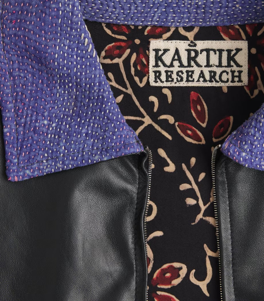 Kartik Research Kantha Collar Leather Jacket | thegoodlife. UAE