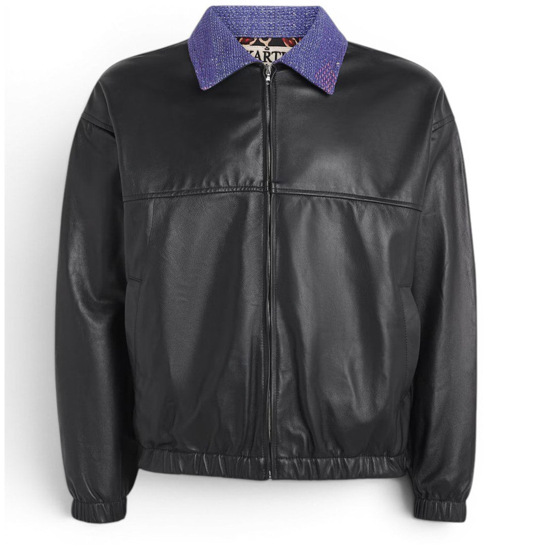 Kantha Collar Leather Jacket
