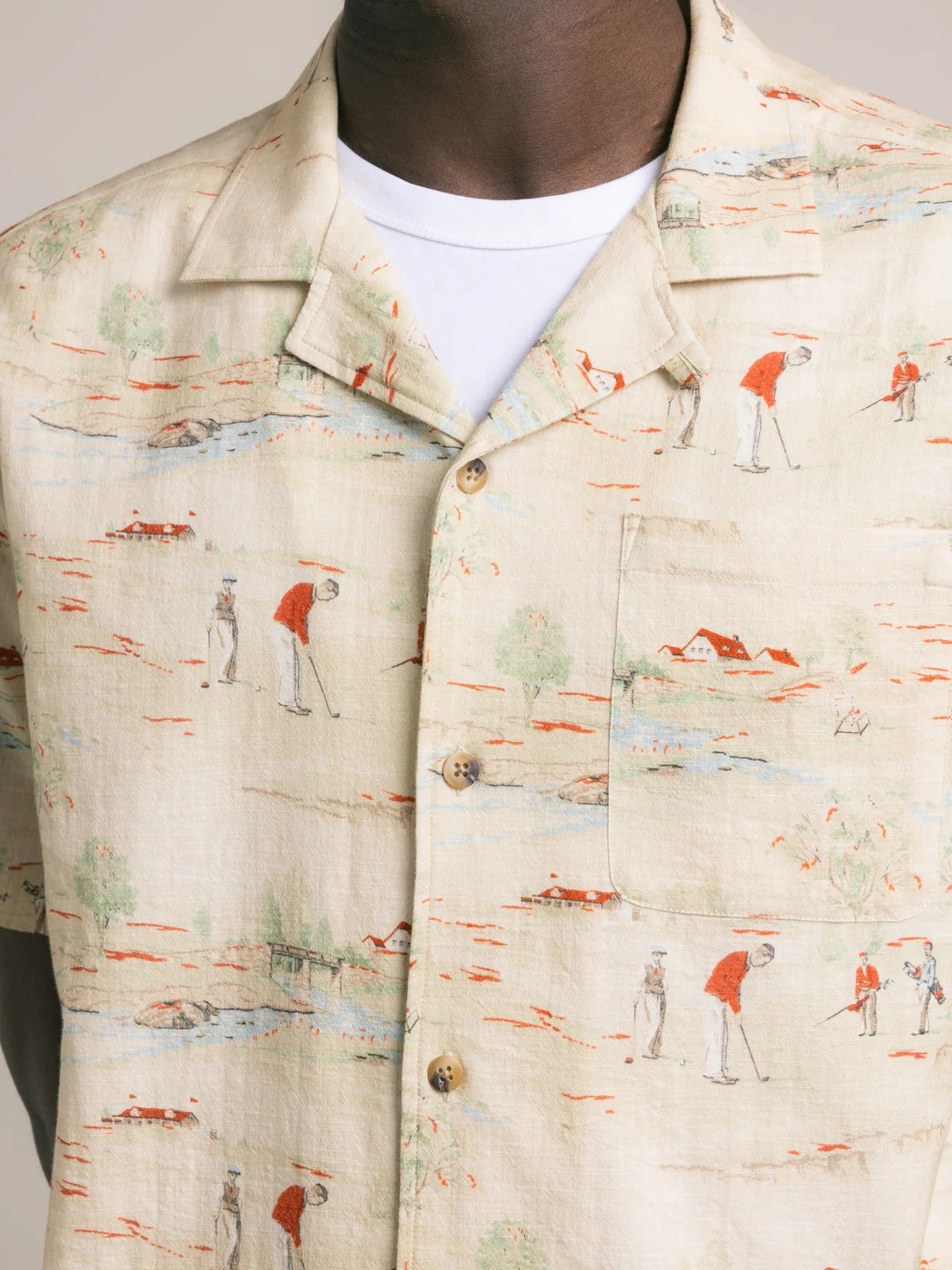 Kestin Crammond Shirt In Oatmeal Golf Print | thegoodlife. UAE