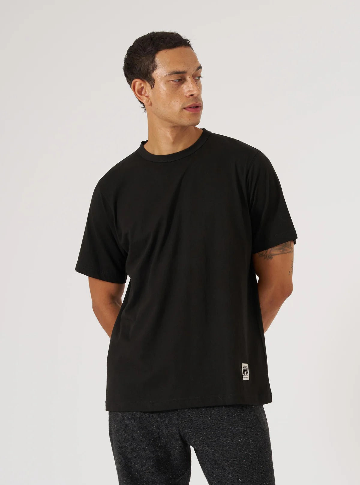 Universal Works Black Single Jersey Core Tee | thegoodlife. UAE