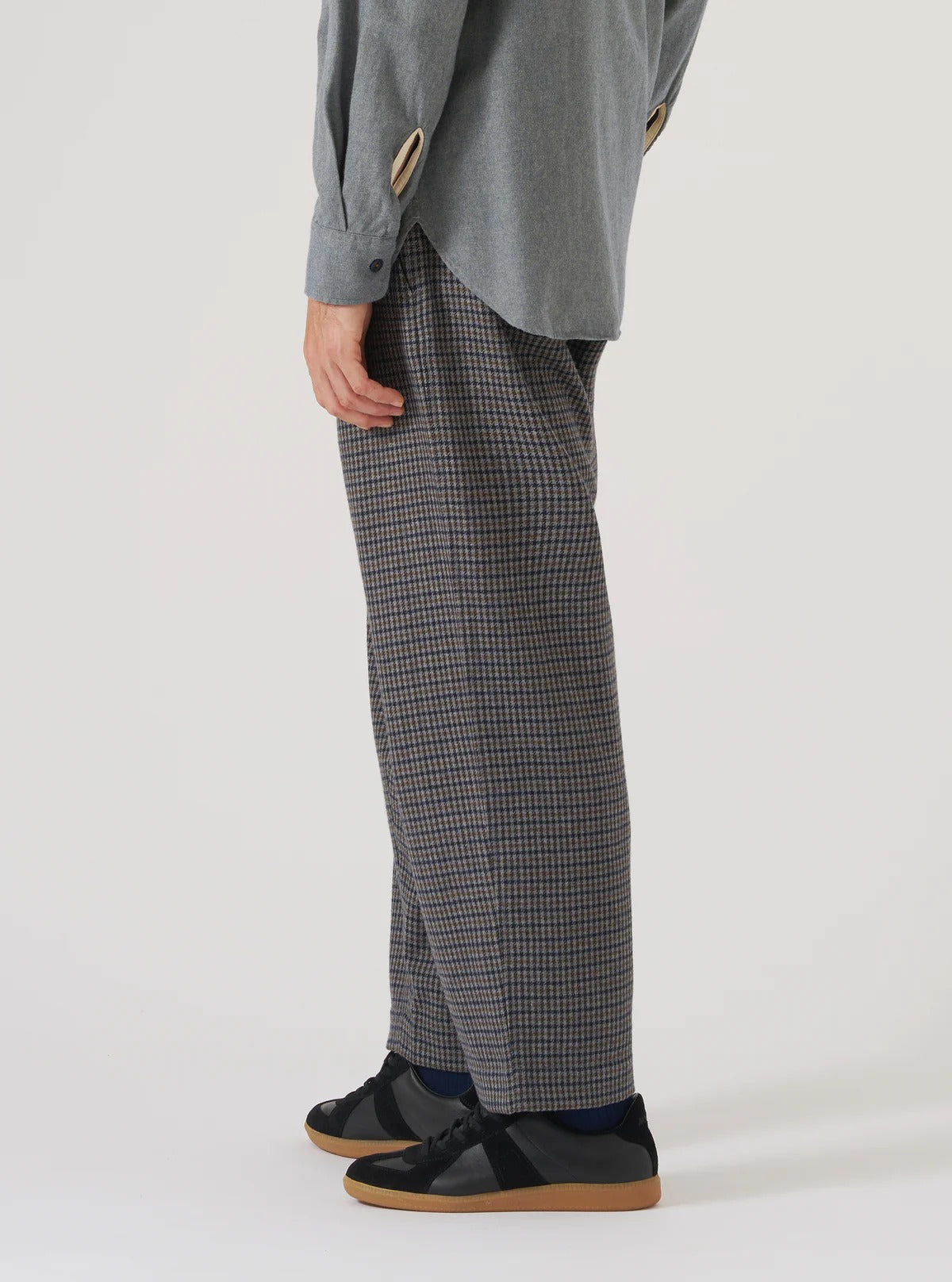 Universal Works Charcoal Houndstooth Wool Mix Oxford Pant | thegoodlife. UAE